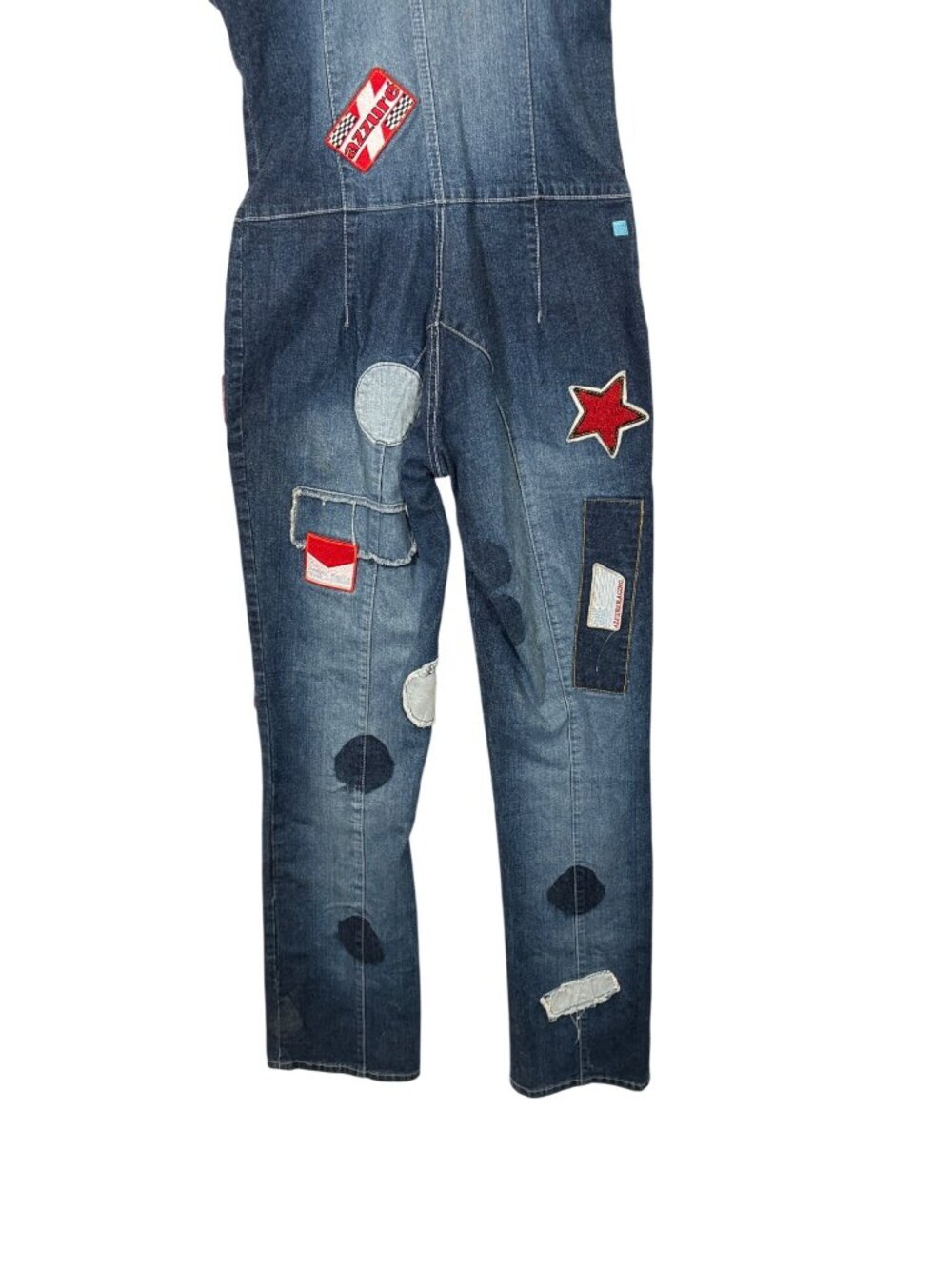 Vintage Y2k Azzure Denim Flare Leg Short Sleeve Jumpsuit Size Large - Picture 6 of 8